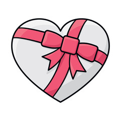 Valentine wrapped with ribbon and bow isolated vector illustration for White Day on March 14. Romantic holiday symbol.