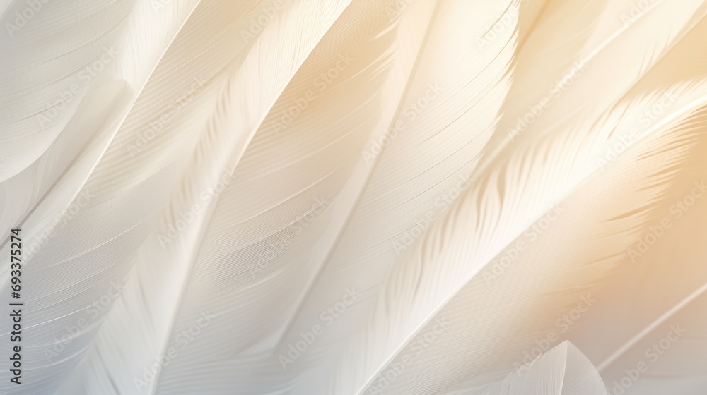 Poster a detailed close-up view of a collection of white feathers. can be used for various creative project