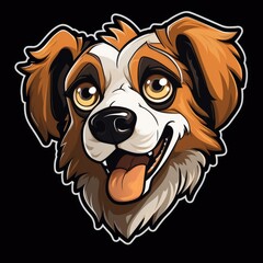 Animated Sticker Design of a Friendly Tri-color Dog Face