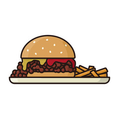 Sloppy Joe meal isolated vector illustration for Sloppy Joe Day on March 18. Junk food symbol on white background