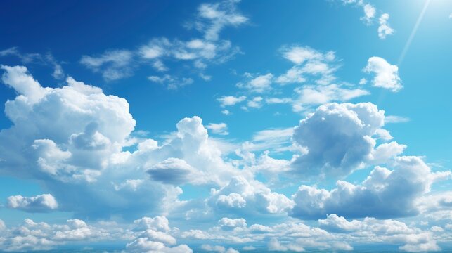 Beautiful Fluffy Clouds On Blue Sky, Wallpaper Pictures, Background Hd