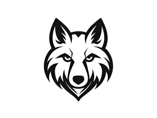 Deurstickers A simply black and white wolf as a logo . © amazingfotommm