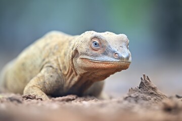 Obraz premium komodo dragon camouflage against sandy background