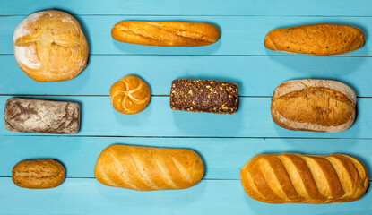 Fresh and delicious bread for eating, different breads for making toast and eating, bread made from...