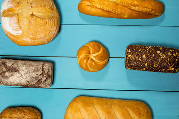 Fresh and delicious bread for eating, different breads for making toast and eating, bread made from...