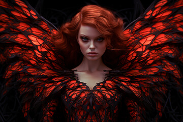 Dark Queen, Hell Princess Woman, Lucifer Wife Lilith, Dark Goddess Portrait Look Straight In Camera, Lilit Concept