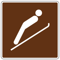 Campground sign of winter recreation ski jumping