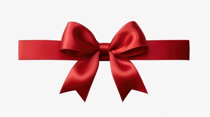 A red ribbon with a bow. Can be used for gift wrapping or decorations