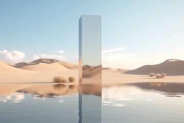 a tall rectangular object in water