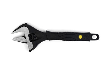 Adjustable wrench isolated on white background.