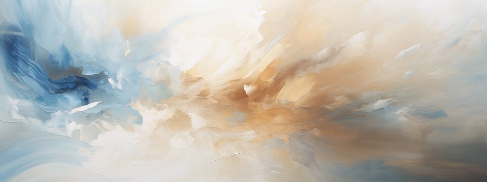 White Blue beige color acrylic abstraction. Expressive aesthetics of oil painting. Bright colors background. Modern Art.