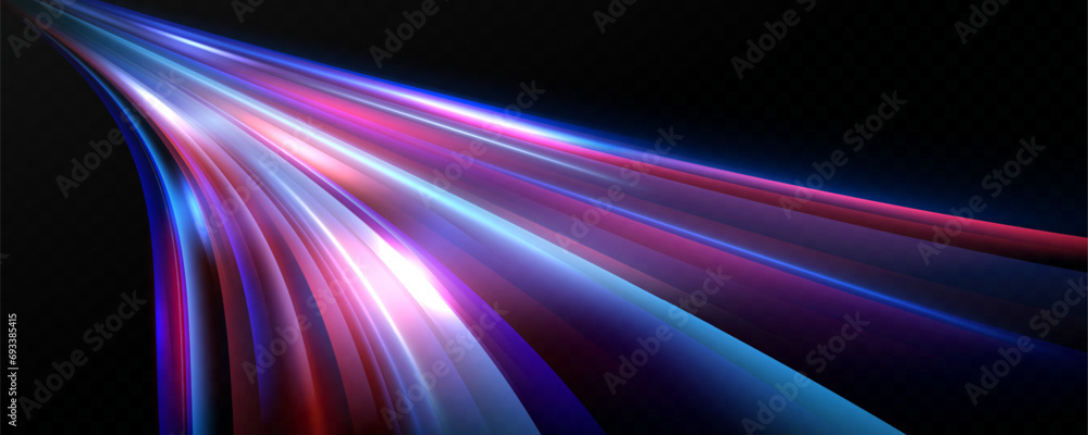 Aufkleber neon red and blue speed lines. speed ​​of acceleration and movement. light trails, motion blur effec
