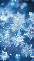 キラキラと輝く雪の結晶の飾りの背景　Generative AI