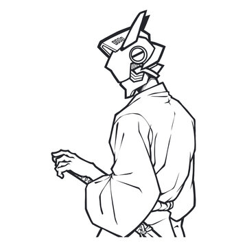 recommend clip art: Mecha Ronin Samurai line art