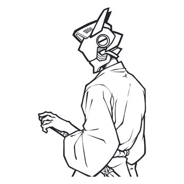 recommend clip art: Mecha Ronin Samurai line art