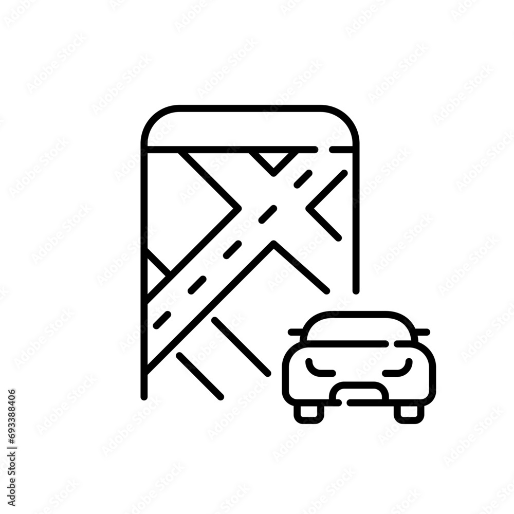 Aufkleber smartphone app for navigation and route planning. map and car. pixel perfect, editable stroke icon