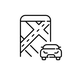 Fototapeta premium Smartphone app for navigation and route planning. Map and car. Pixel perfect, editable stroke icon
