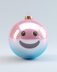 Naklejka premium Happy Christmas ball on pastel background. New Year minimal concept decoration.