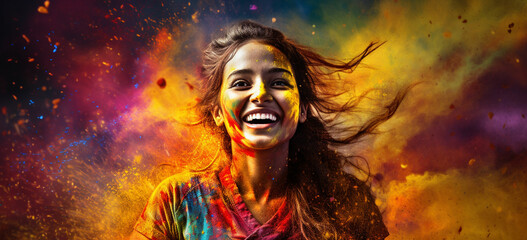 Curate a selection of Bollywood movies or documentaries that showcase the cultural and historical aspects of Holi. It's a relaxed yet informative way to celebrate the festival. - obrazy, fototapety, plakaty
