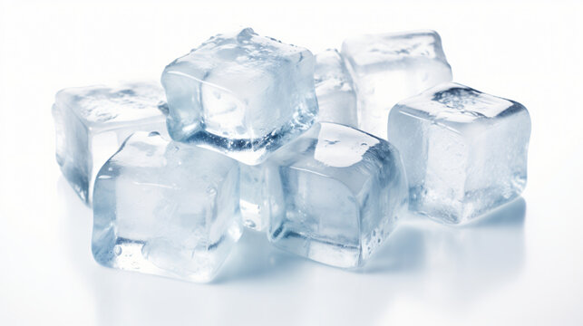 ice cubes on white background