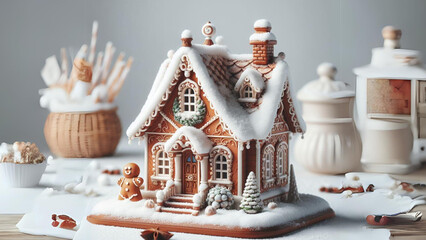a small ginger house with snow on top of it, a stock photou shutterstock contest winner, rococo, stockphoto, stock photo, white background