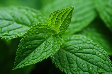 Close-up of green mint leaf,