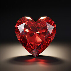 Fototapeta premium Red ruby heart on a black background. 3d rendering, 3d illustration.