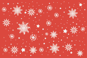 Snowflake Christmas background. White snowflakes and stars. Christmas card with snowflake border. Vector eps10 