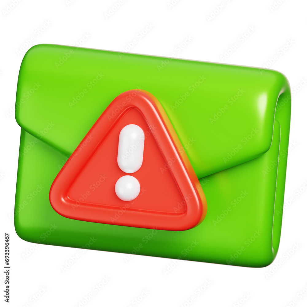 Poster spam alert email warning isolated. envelope icon with exclamation mark. computer network security ic