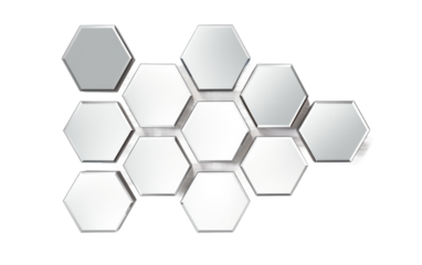 Contemporary Style Geometric Accent Mirror on a White or Clear Surface PNG Transparent Background