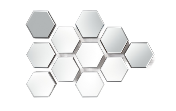 Contemporary Style Geometric Accent Mirror on a White or Clear Surface PNG Transparent Background