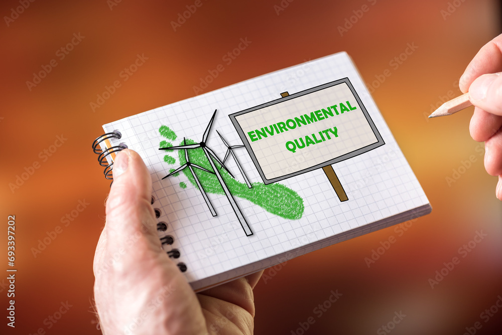 Poster environmental quality concept on a notepad