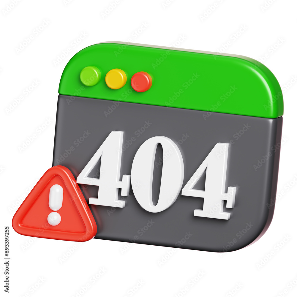 Poster 404 computer error - not found on webpage. computer network and cyber security icon. 3d illustration