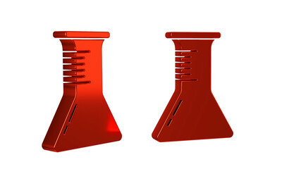 Red Test tube and flask icon isolated on transparent background. Chemical laboratory test. Laboratory glassware.