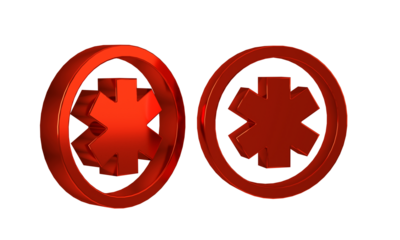 Red Medical symbol of the Emergency - Star of Life icon isolated on transparent background.