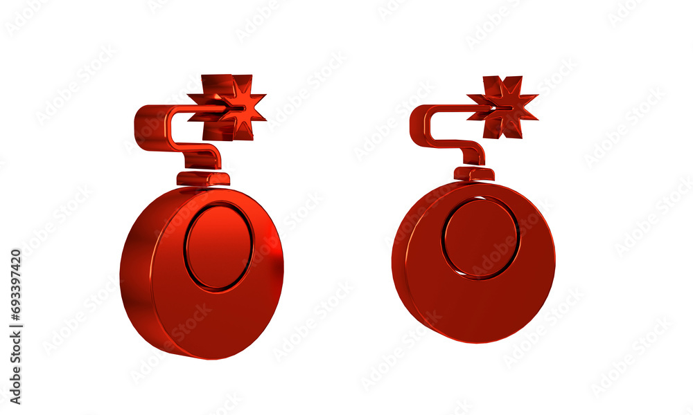 Poster red bomb ready to explode icon isolated on transparent background.