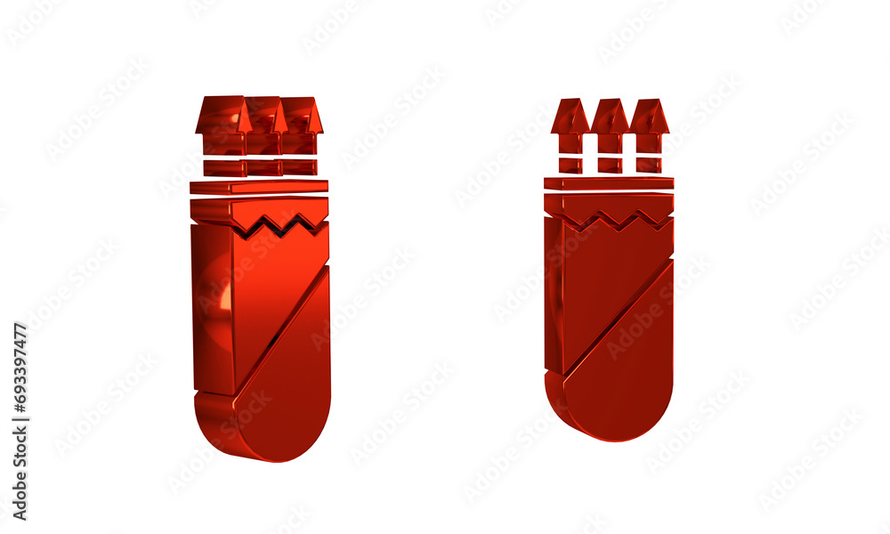 Poster red quiver with arrows icon isolated on transparent background.