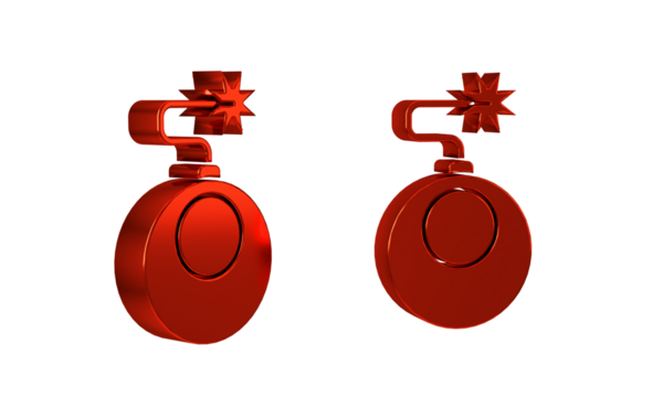 Red Bomb ready to explode icon isolated on transparent background.
