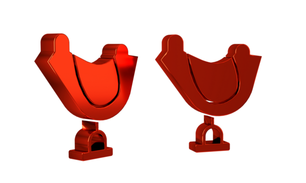 Red Wild west saddle icon isolated on transparent background.