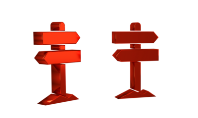 Red Road traffic sign. Signpost icon isolated on transparent background. Pointer symbol. Street information sign. Direction sign.