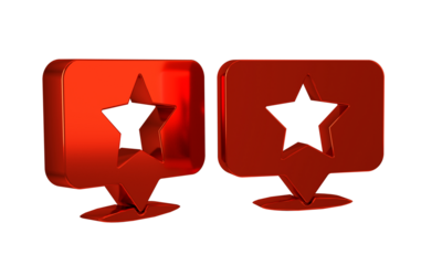 Red Map pointer with star icon isolated on transparent background. Star favorite pin map icon. Map markers.