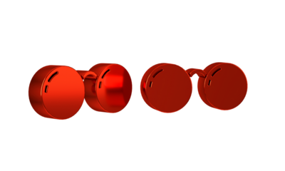 Red Glasses icon isolated on transparent background. Eyeglass frame symbol.