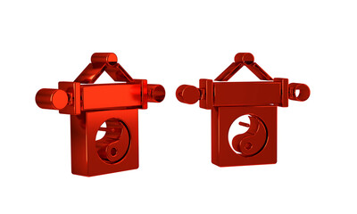 Red Yin Yang symbol of harmony and balance icon isolated on transparent background.
