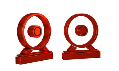 Red Gong musical percussion instrument circular metal disc icon isolated on transparent background.