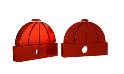 Red Chinese hat icon isolated on transparent background.