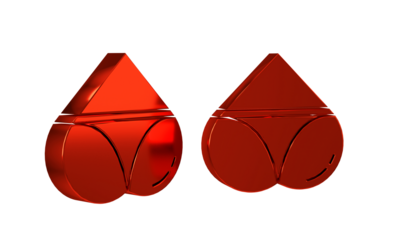 Red Women's booty in a heart shape with panties on it icon isolated on transparent background. Erotic lingerie.