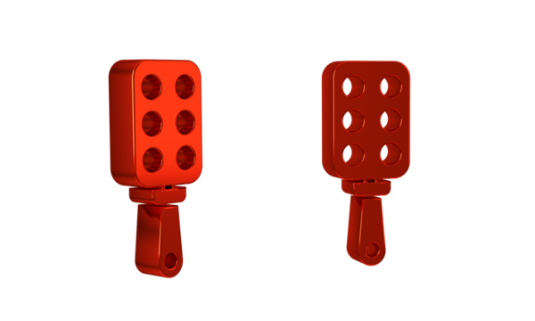 Red Spanking paddle icon isolated on transparent background. Fetish accessory. Sex toy for adult.
