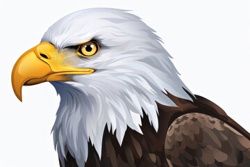 Obraz premium Majestic Bald Eagle in Intense Focus, Captivating, Wildlife, Close-Up, White Background