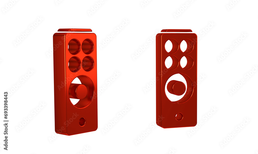 Poster red remote control icon isolated on transparent background.