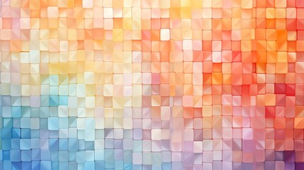 Geometric mosaic in peach color squares background